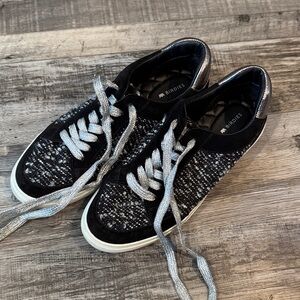 Birdies Black Knit & Suede Sneakers with Silver Accents